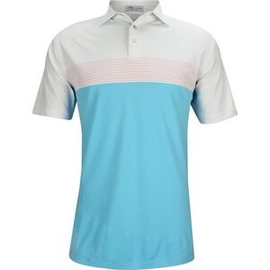 Peter Millar Polo Shirt Mens Size Medium Golf Performance Blue Striped Casual
